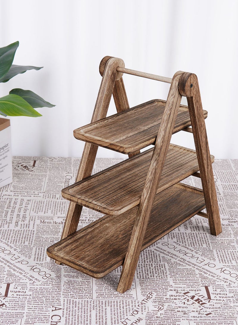 Generic Wood 3 Tier Serving Tray, Rectangle Platter, Farmhouse Cupcake Stand, Rustic Vintage Party Dishes for Entertaining  - Image 2
