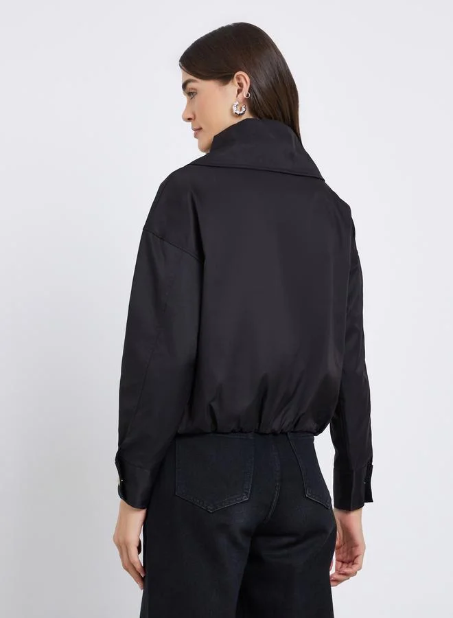Styli  Styli Women Black Regular Fit Bomber Jacket for Women | Best Price UAE