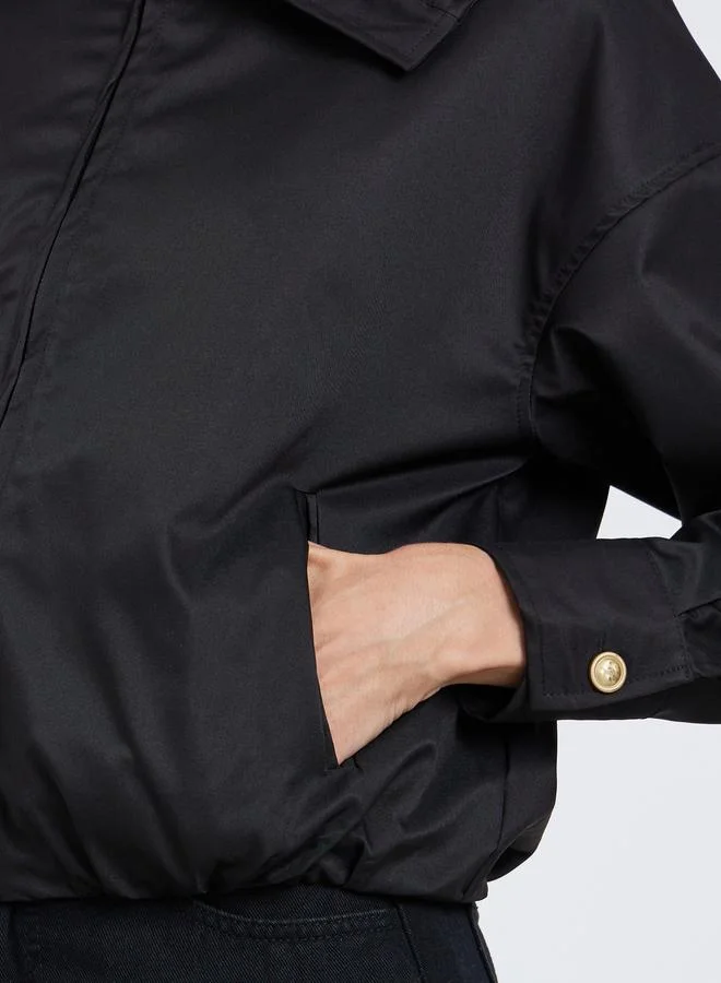 Styli  Styli Women Black Regular Fit Bomber Jacket for Women | Best Price UAE