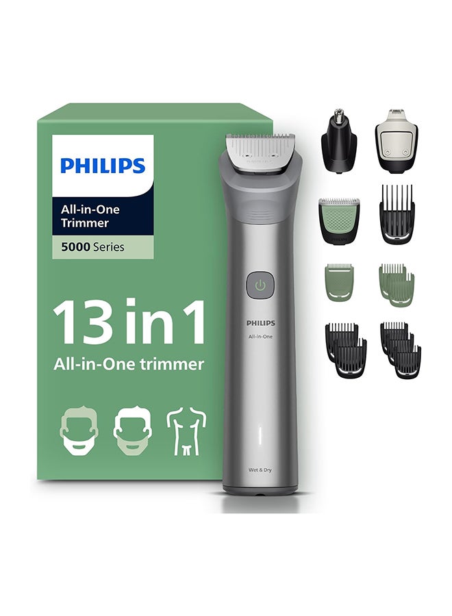 Philips All-in-One Trimmer MG5942/15 | 13-in-1 Face, Hair & Body Grooming | Maintenance-Free Self-Sharpening Blades | 120min Cordless | Fully Waterproof | USB-A Charging | Pouch Grey - Image 1