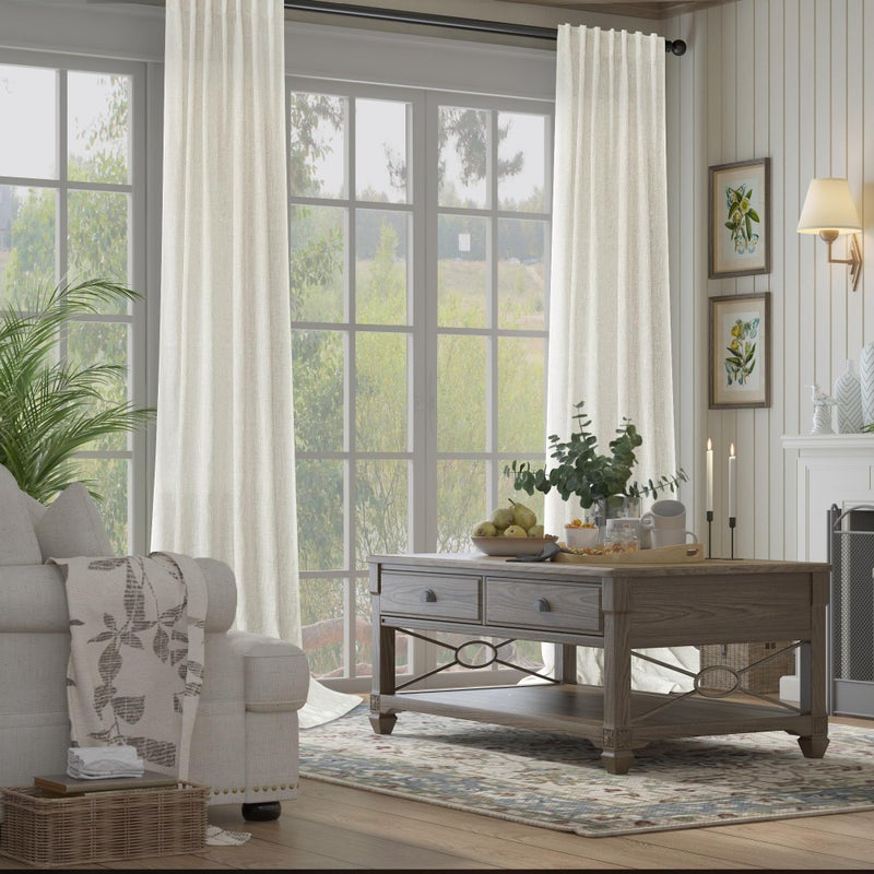 Pitalk Natural Linen Back Tab Curtains 84 Inch Length for Living Room 2 Panel Pocket Drape Light Filtering Semi Sheer Neutral Country Rustic Farmhouse Boho Curtain Bedroom Muslin Look Ivory Cream Colored - Image 4