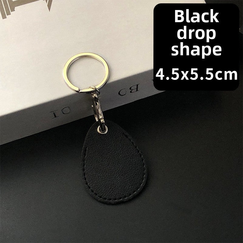 Rectangular PU Leather Keychain Card Holder Black drop-shaped 