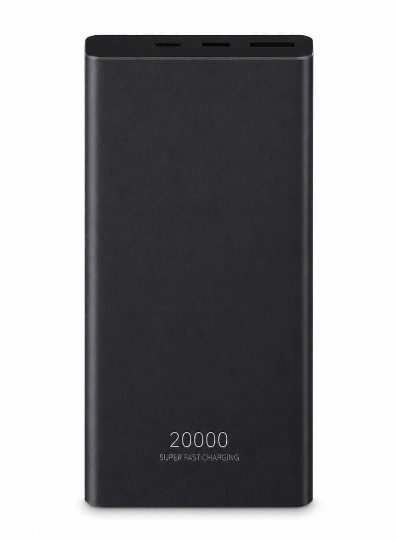 باور بانك 20000 مللي أمبير 25 واط شحن فائق السرعة Super Fast Charging، متوافق مع سامسونج جالاكسي وآيفون وأندرويد، 3 منافذ - أسود - Image 2