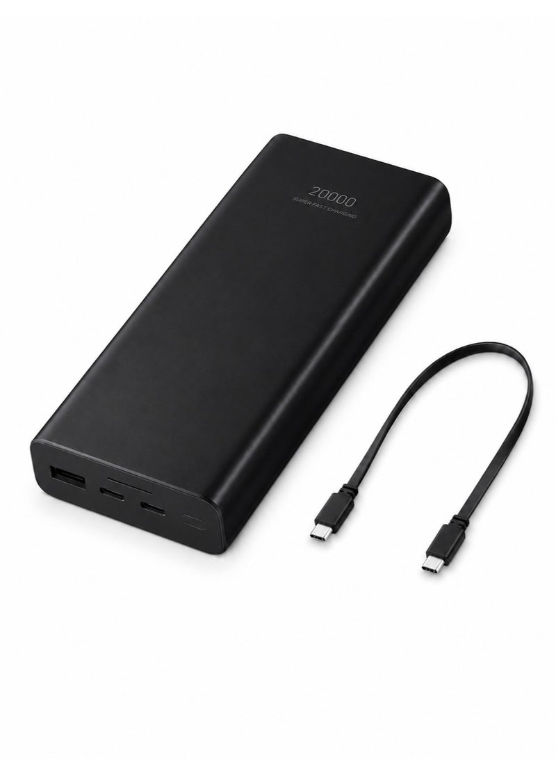 باور بانك 20000 مللي أمبير 25 واط شحن فائق السرعة Super Fast Charging، متوافق مع سامسونج جالاكسي وآيفون وأندرويد، 3 منافذ - أسود - Image 4