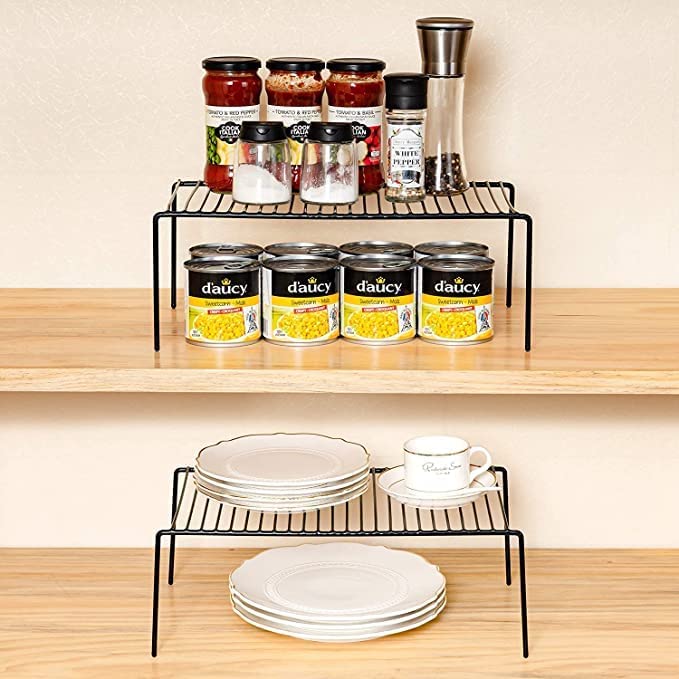 CR18 COLLECTION CR 18 Collection 4pcs Heavy Black Iron Kitchen Dish Rack Expandable Storage Shelves for Kitchen Cabinets Multipurpose Organizer Extend with AntiRust Nano Coating - Image 5