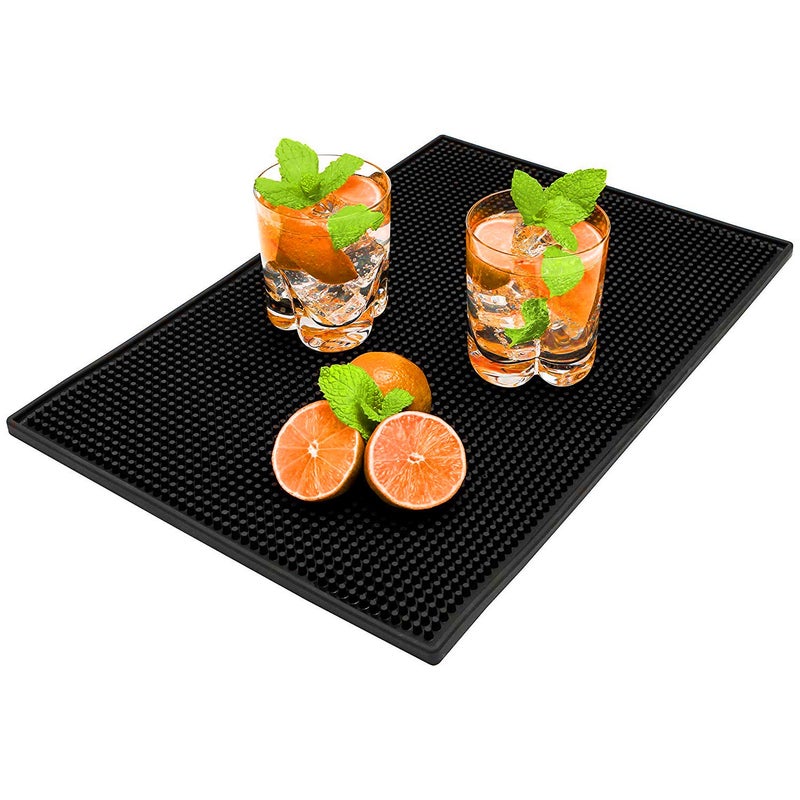 Bar Service Mat Rubber Salon Mat Large Square 177 x 118 Flexible PVC Kitchen Drink Service Mat NonSlip Heat Resistant Heavy Duty Dish Drying Pad Rectangle Waterproof Drip Mat Black