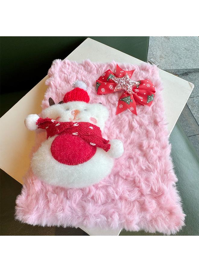 Bluejw Cross-border New Santa Claus Foreign Trade Plush Notebook Sweet Girl Pink Notepad Student Gift Wholesale - Image 4