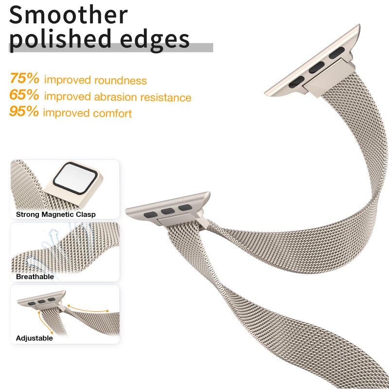 MARGE PLUS Slim Milanese Loop Compatible with Apple Watch Band for women 41mm 40mm 38mm 42mm 46mm 45mm 44mm, Stainless Steel Magnetic Mesh Strap work on iWatch Series 11 10 9 8 7 6 5 4 3 & SE 3 2 1 - Image 4
