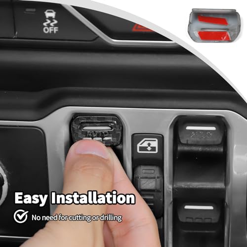 JWWY Window Switch Button Power Window Control Knob Window Control Protection Cover Trim Compatible with 2018-2024+Jeep Wrangler JL JLU Gladiator JT Interior Accessories ABS 4pcs Carbon Fiber - Image 4
