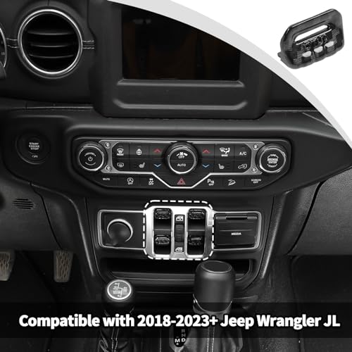 JWWY Window Switch Button Power Window Control Knob Window Control Protection Cover Trim Compatible with 2018-2024+Jeep Wrangler JL JLU Gladiator JT Interior Accessories ABS 4pcs Carbon Fiber - Image 3