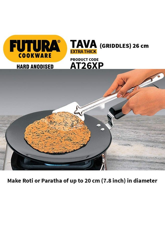 Hawkins Futura 26 cm Tava, Hard Anodised Tawa with Plastic Handle, Extra Thick Tawa, Black (AT26XP) - Image 4