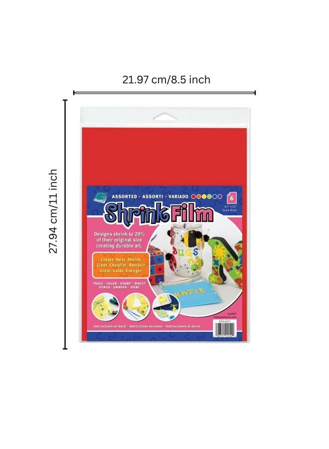 Grafix Film Assorted, 8.5 x 11”, Pack of 6, Opaque Sheets, Design Your Art and Shrink It to Create Jewelry, Embellishments, Paper, 6 Fl Oz - Image 2