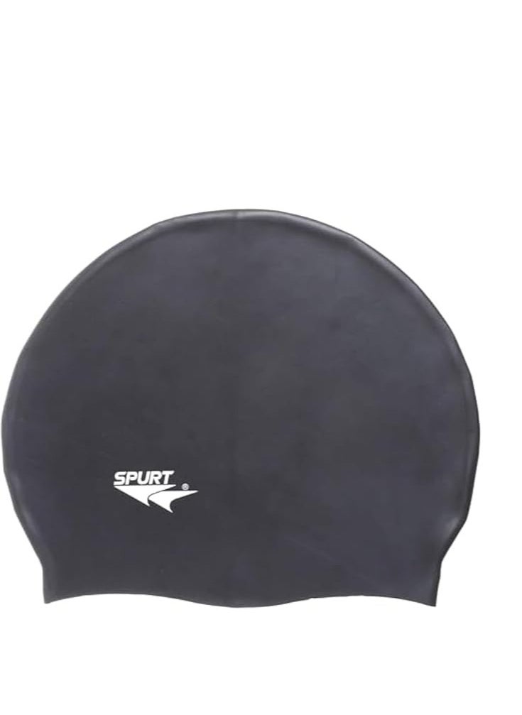 Spurt Premium Silicone Swimming Cap with Zipper Storage Bag – Waterproof Swim Cap for Long Hair and Short Hair – Comfortable, Durable, and Tear-Resistant (Black)  - Image 1
