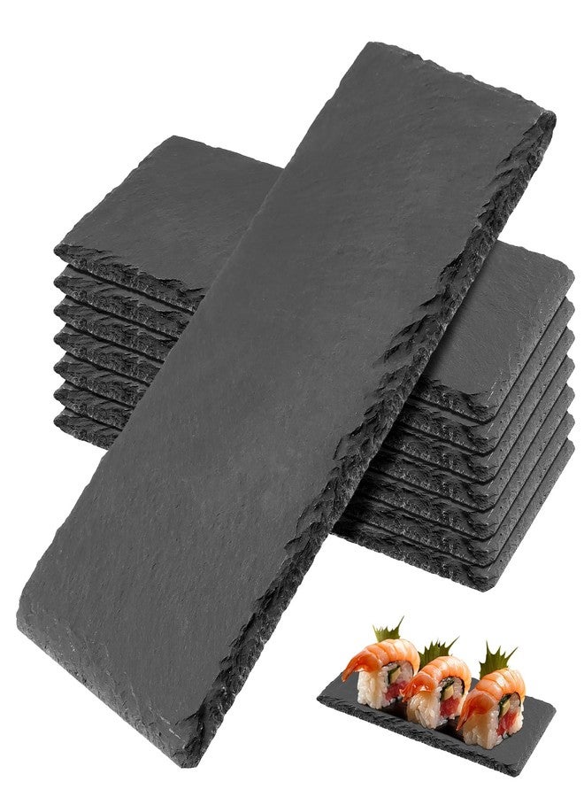 PINGEUI 8 Pack Black Slate Board, 10x5 Inch Rectangle Slate Cheese Board, Individual Stone Plates for Coffee Table, Wooden Table, Home Decor, Bar - Image 1
