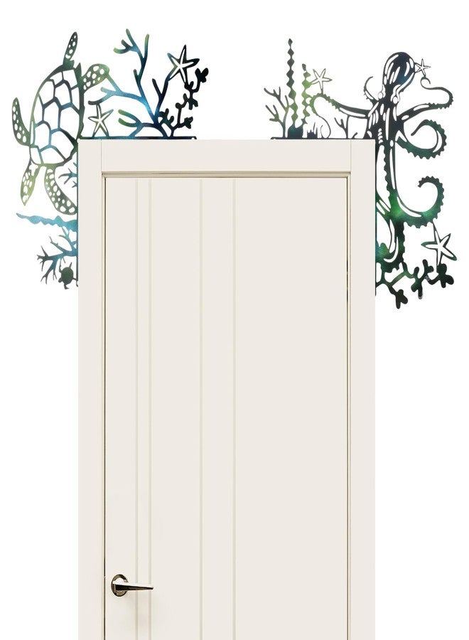 Caeuiciw 4 Pcs Door Frame Decor Set, Metal Beach Door Frame Decor Wall Art Signs for Indoor Outdoor Window Corner Bathroom Home Office (Ocean Style, Sea Turtle Starfish Seahorse devilfish) - Image 5