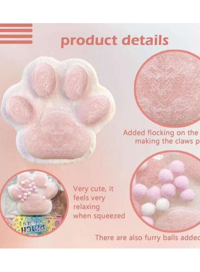 Tita Tapa Giant Squishy Toy for Kids and Adults, Big Squishy Furry Cat Toy for Stress Relief, Super Soft Fidget Toys (White and Pink) - Image 2
