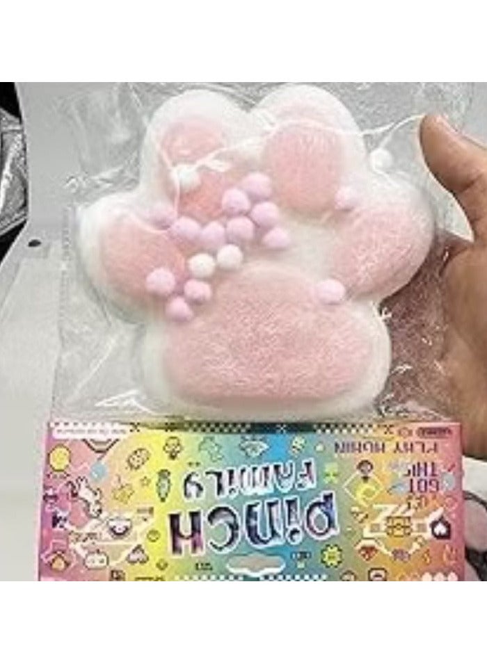 Tita Tapa Giant Squishy Toy for Kids and Adults, Big Squishy Furry Cat Toy for Stress Relief, Super Soft Fidget Toys (White and Pink) - Image 3