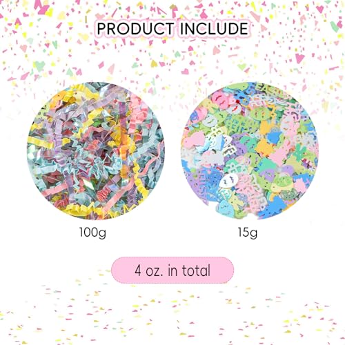 CIPOWM Easter Grass Crinkle Cut Paper Shred, Iridescent Multicolor Raffia Paper Shred Filler with Easter Confetti Shredded Grass for Gift Wrapping Gift Bag Box Filling Party Supply, 115g/4oz - Image 3