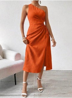 Shein SHEIN Raffinéa Ladies Solid Color Hollow Out Waist Drawstring Split Dress Maxi Women Outfit  - Image 2