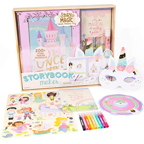 Story Magic Storybook Maker by Horizon Group USA Create Your Own Stories Hardcover Storybook Includes Stickers Markers Punch Outs Unicorn Mask 200 Storytelling Materials Perfect for Ages 4 - Image 1