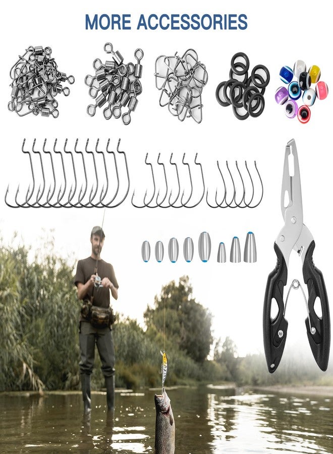 WITOROR Fishing Lures, 144Pcs Fishing Tackle Box Included Crankbaits, Spoon, Hooks, Jigs, Weights and More Fishing Gear Lures Kit Set, Fishing Bait Lure Gear Kit Fishing Gifts for Men Bass Freshwater - Image 5
