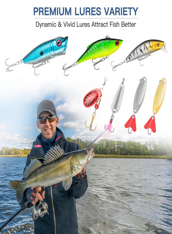 WITOROR Fishing Lures, 144Pcs Fishing Tackle Box Included Crankbaits, Spoon, Hooks, Jigs, Weights and More Fishing Gear Lures Kit Set, Fishing Bait Lure Gear Kit Fishing Gifts for Men Bass Freshwater - Image 3