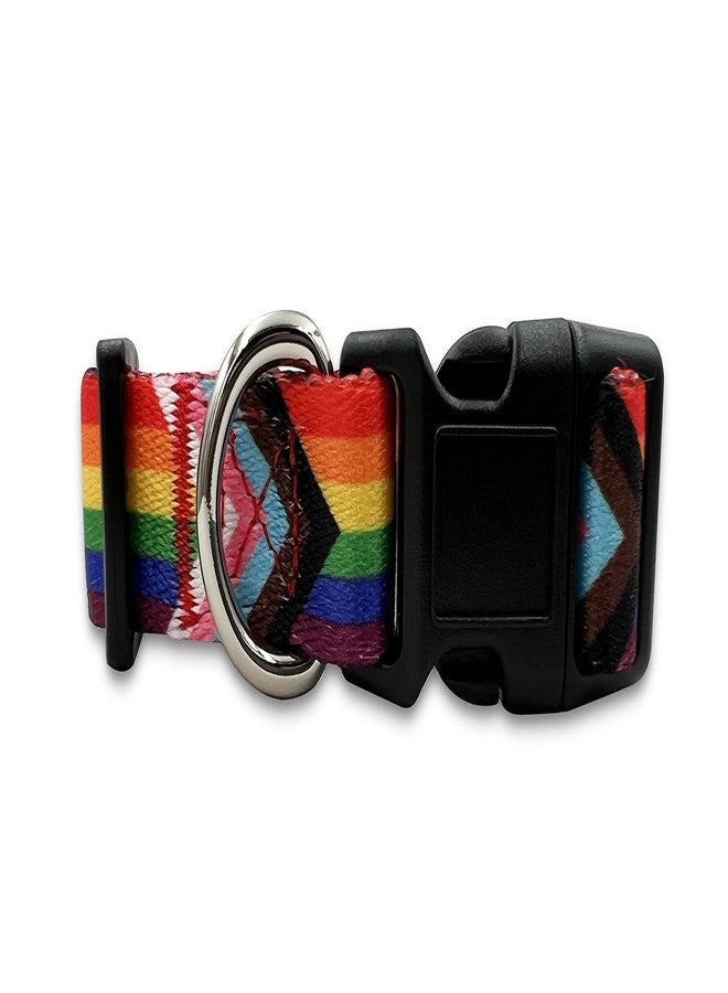 PinMaze Progress Pride Flag LGBTQ Dog Collar - LGBT Badge Gay Lesbian Bisexual Transgender Supports for Small Medium Large Dogs Cat (M) - Image 3