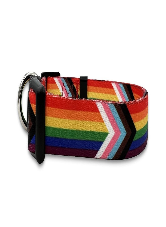 PinMaze Progress Pride Flag LGBTQ Dog Collar - LGBT Badge Gay Lesbian Bisexual Transgender Supports for Small Medium Large Dogs Cat (M) - Image 2