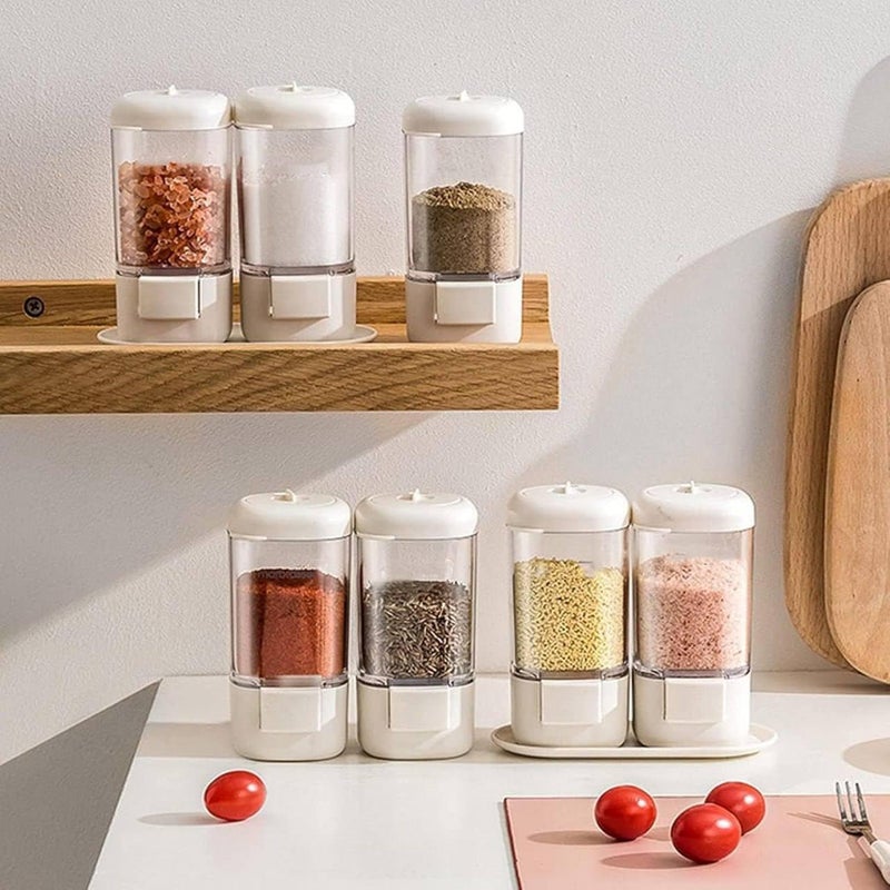DS ENTERPRISE Spice Shaker Press Type Salt Control Bottle 150ml Kitchen Household Sealed Moisture Proof Metering Pepper Tank Seasoning Bottle Container Rotary Seal Salt Tank for Sugar Salt 2 Pcs - Image 2