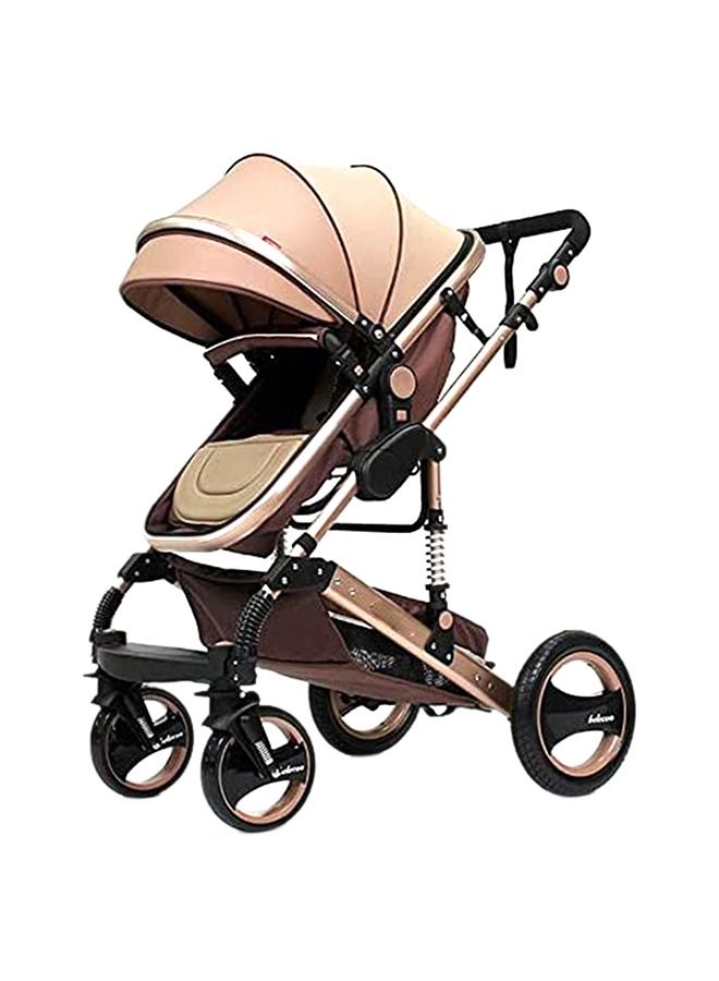 ليموس عربة اطفال للرضع 3 في 1 بمقعد قابل للعكس ومظلة (بيج) - Image 1