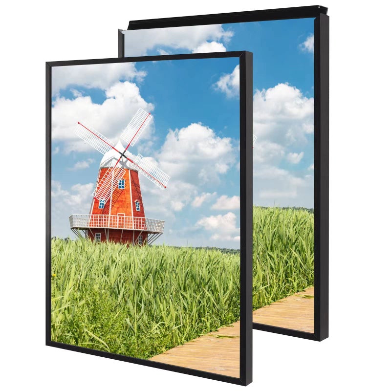 Podronale Podronale 20x30 Snap Frame Plexiglass Set of 2 Black PosterFrames Coating Aluminum Profile Display Horizontally  Vertically 