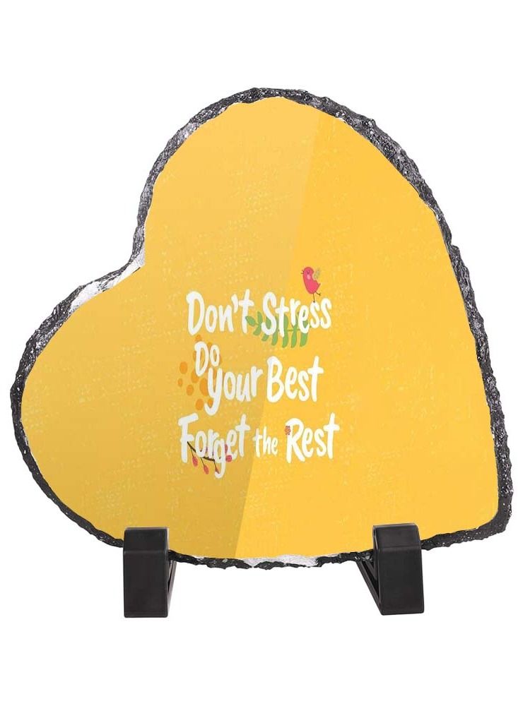 Service Zone Protective Printed White Heart Shape Marble Photo Frame for Table Top Don’t Stress Do Your Best Forget The Rest 