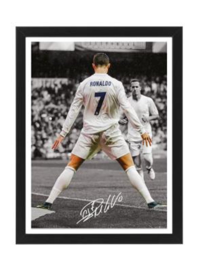 Boomah Accessories Cristiano Ronaldo Real Madrid Printed Autograph - Framed Poster 30x40cm - Football Memorabilia, Soccer Collectible, Gift for Fans , Man Cave