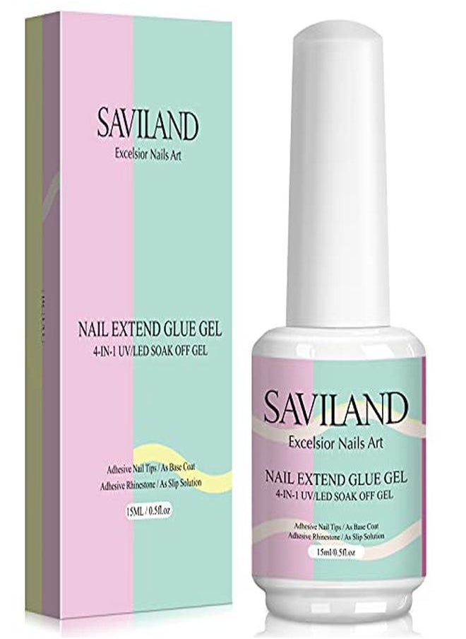 Saviland Nail Glue Gel - 4-In-1 Uv Nail Glue Gel For Nails (Curing Needed), 15Ml Professional Nail Glue For Acrylic Nails Nail Glue For Fake Nails Nail Glue For Press On Nails  - Image 1
