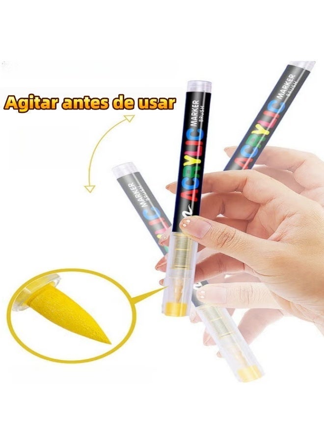 60-color acrylic paint markers, soft-bristled acrylic paint markers, quick-drying and waterproof acrylic markers, suitable for painting and DIY crafts. - Image 2