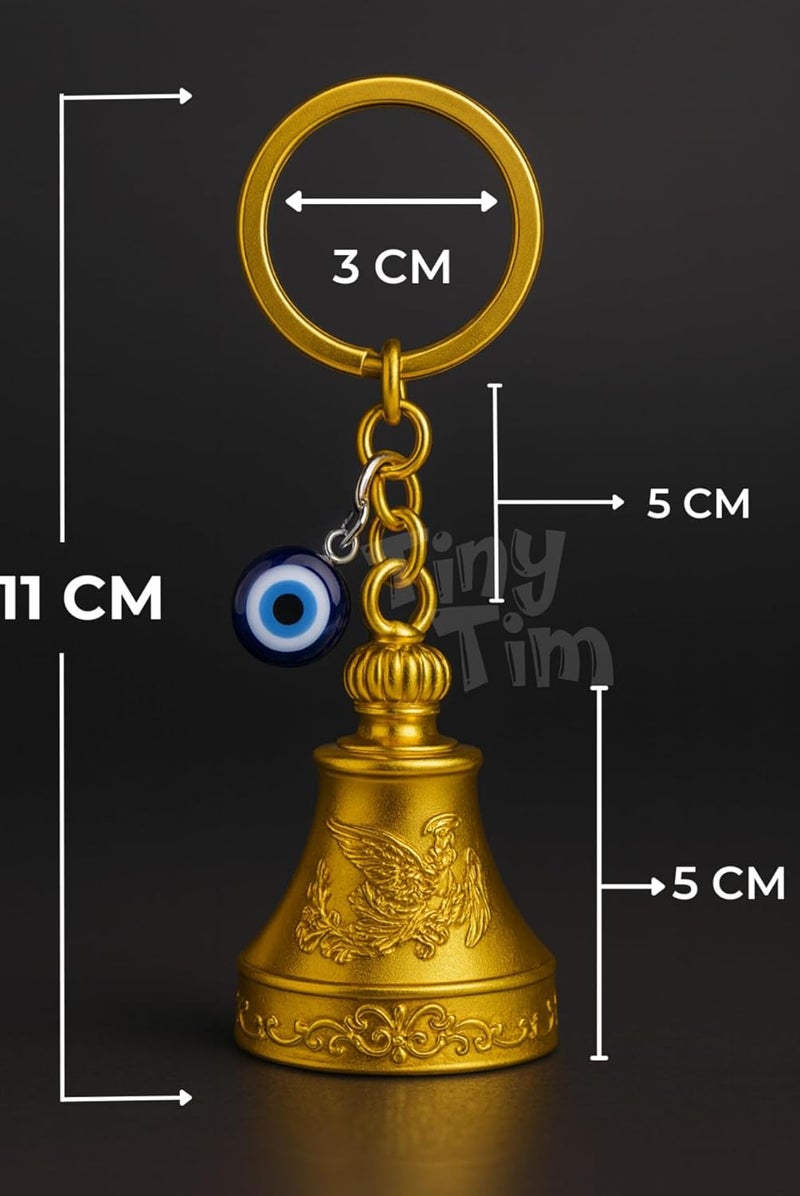 Tiny Tim Store Guardian Bell with Evil Eye Charm – Protective Motorcycle & Car Accessory – Tibetan-Inspired Design – Wards Off Negative Energy – Ideal Gift for Bikers & Travelers - Image 2