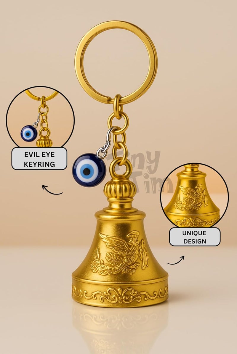Tiny Tim Store Guardian Bell with Evil Eye Charm – Protective Motorcycle & Car Accessory – Tibetan-Inspired Design – Wards Off Negative Energy – Ideal Gift for Bikers & Travelers - Image 4