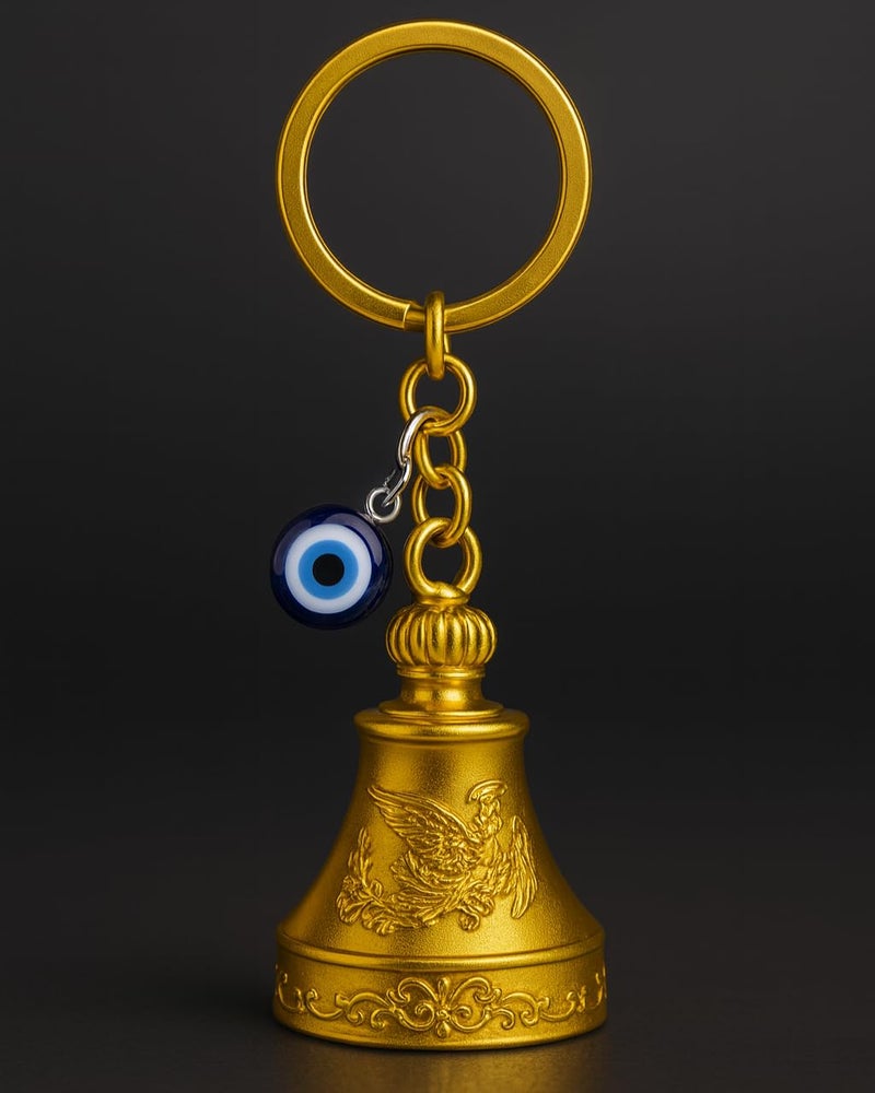 Tiny Tim Store Guardian Bell with Evil Eye Charm – Protective Motorcycle & Car Accessory – Tibetan-Inspired Design – Wards Off Negative Energy – Ideal Gift for Bikers & Travelers - Image 1