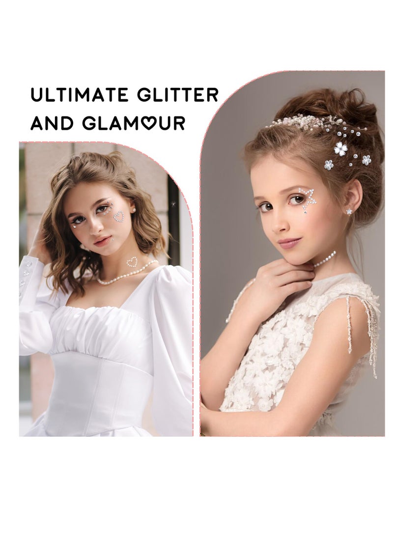 SUNSAR Face Gems Stickers Set, 5 Sheets Self-Adhesive Rhinestones, Heart Star Moon Designs for Makeup - Image 4