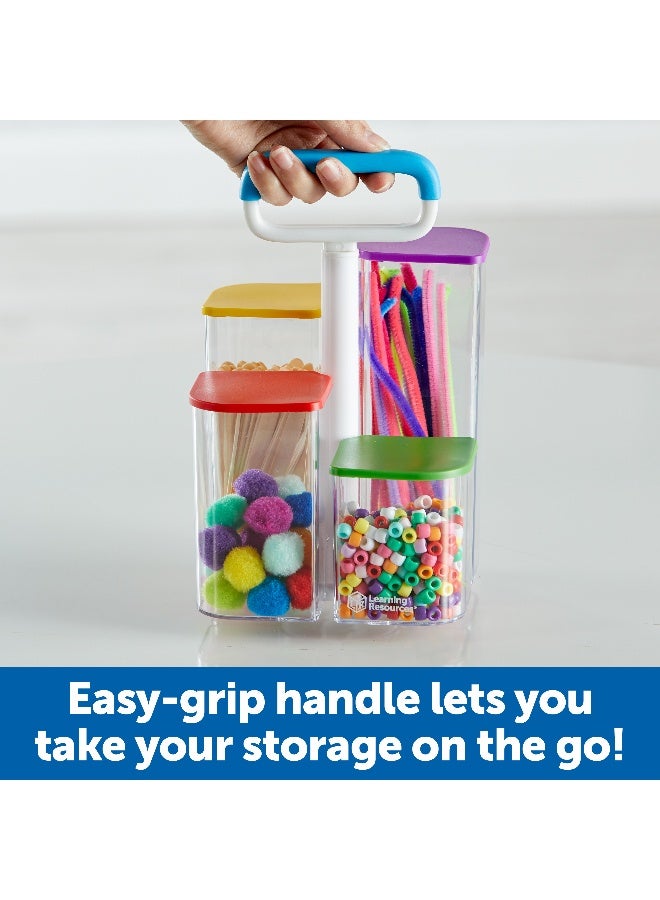ليرننج ريسورسز صندوق تخزين شفاف Create-a-Space من Learning Resources، منظم محمول مزود بأربعة صناديق شفافة وأغطية ملونة، مثالي لتخزين اللوازم الفنية أو الفصول الدراسية أو المطبخ - Image 2