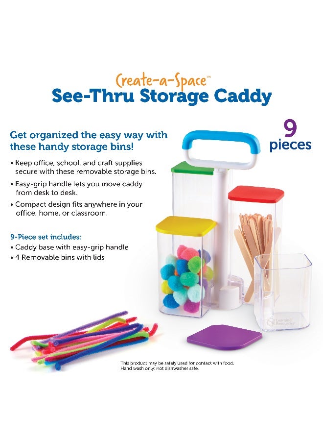 ليرننج ريسورسز صندوق تخزين شفاف Create-a-Space من Learning Resources، منظم محمول مزود بأربعة صناديق شفافة وأغطية ملونة، مثالي لتخزين اللوازم الفنية أو الفصول الدراسية أو المطبخ - Image 4