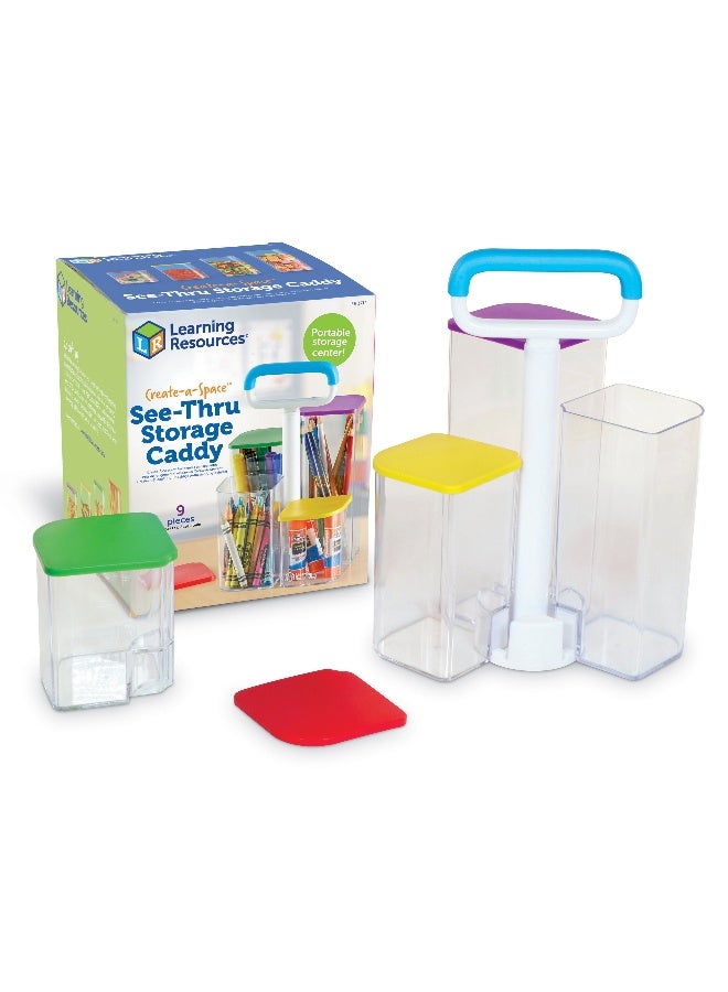 ليرننج ريسورسز صندوق تخزين شفاف Create-a-Space من Learning Resources، منظم محمول مزود بأربعة صناديق شفافة وأغطية ملونة، مثالي لتخزين اللوازم الفنية أو الفصول الدراسية أو المطبخ - Image 1