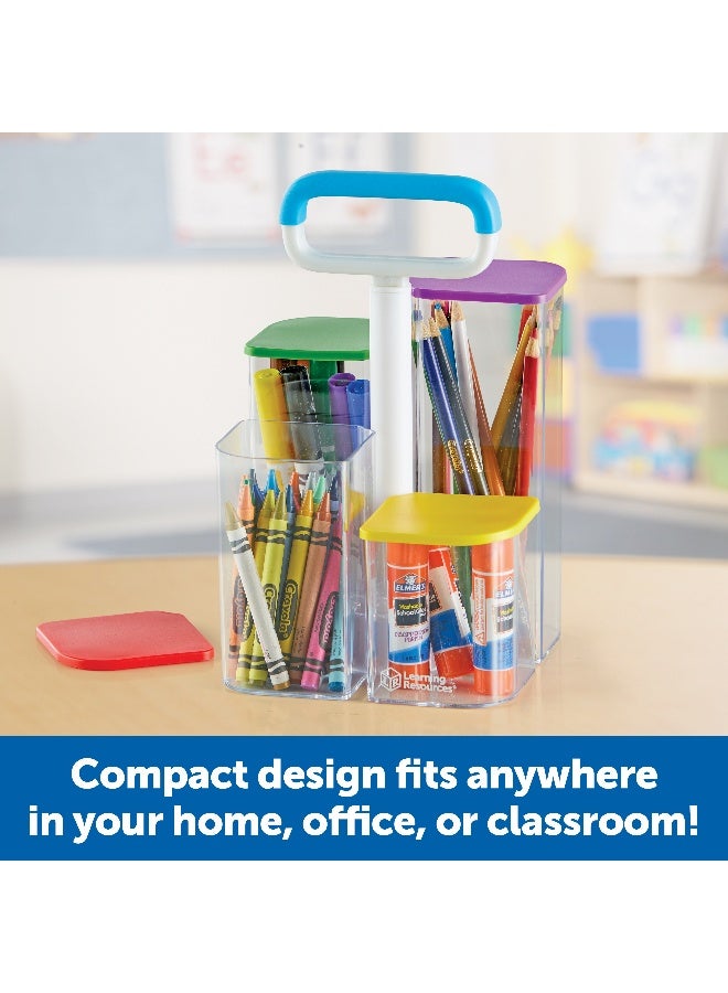 ليرننج ريسورسز صندوق تخزين شفاف Create-a-Space من Learning Resources، منظم محمول مزود بأربعة صناديق شفافة وأغطية ملونة، مثالي لتخزين اللوازم الفنية أو الفصول الدراسية أو المطبخ - Image 3