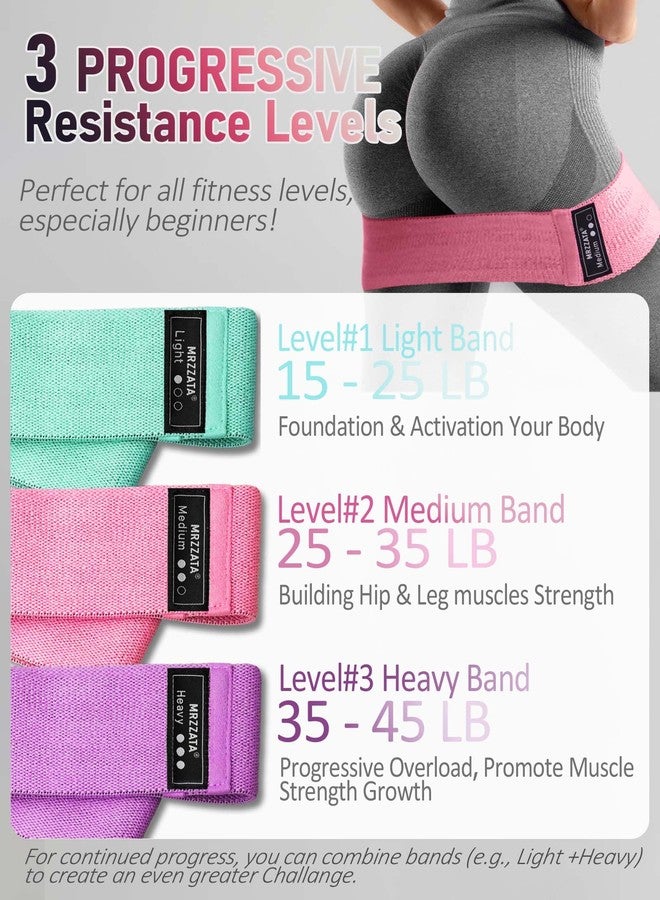 MRZZATA Resistance Bands for Working Out Hip and Legs, Fabric Booty Bands Set, Widen Exercise Bands for Women Men, Pilates Stretch Yoga Starter Set - Image 2
