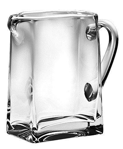 Barski Barski Handmade Rectangle Glass Pitcher with handle With Spout Ice Lip 43 oz 8H Made in Europe 