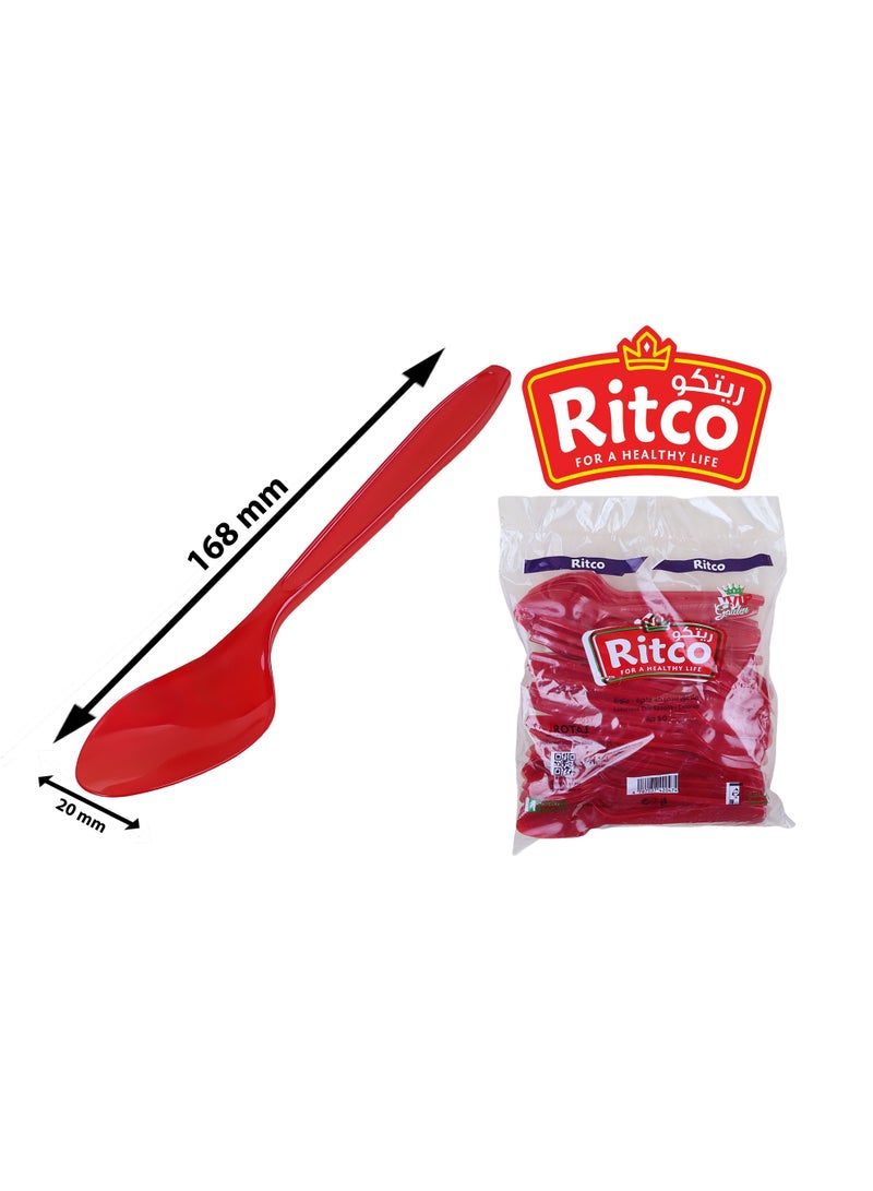 Ritco Carton Of VIP Thick Red Plastic Spoons (1000 Spoons/Carton) - Image 1
