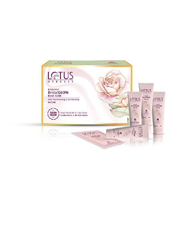 LOTUS HERBALS - Radiant BridalGLOW Rose Gold Skin Illuminating Facial Kit | 5 Easy Steps | Paraben Free | Salon Grade | All Skin Types | Pack of 1 | 57g - Image 1