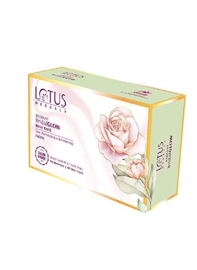 LOTUS HERBALS - Radiant BridalGLOW Rose Gold Skin Illuminating Facial Kit | 5 Easy Steps | Paraben Free | Salon Grade | All Skin Types | Pack of 1 | 57g - Image 1