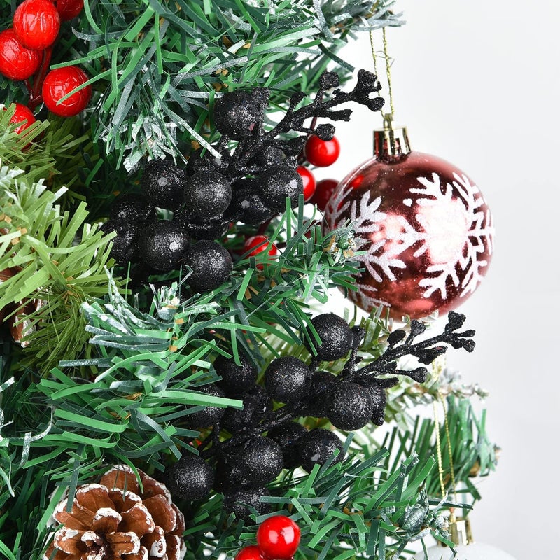 Lvydec 16pcs Christmas Glitter Berry Stems, 7.8" Artificial Christmas Picks for Christmas Tree Ornaments, DIY Xmas Wreath, Crafts, Holiday and Home Decor (Black) - Image 4