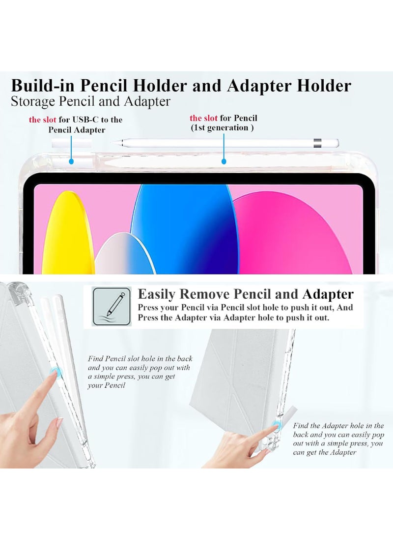 Rock Pow Case For iPad Air 11 inch (M3/M2) 2025/2024,iPad Air 5th 10.9 inch 2022/Air 4th 10.9 inch 2020 Generation Clear Back with Pencil Holder Auto Wake/Sleep Cover for air 4th/air 5th 10.9inch,air 6th/air 7th 11inch 2025/2024  - Image 3